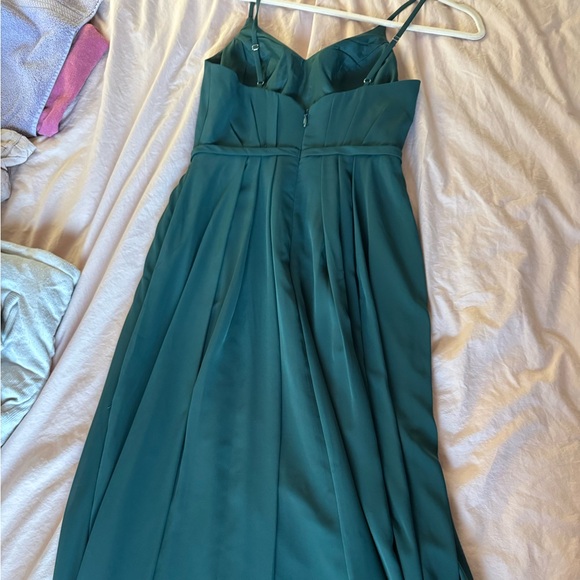 AZAZIE EVEREST A-Line Pleated Chiffon Floor-Length Dress pine size A6 - Picture 5 of 5